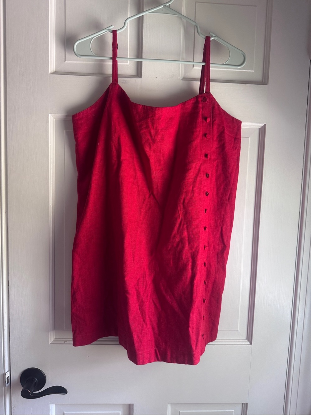 Abercrombie & Fitch Red Linen Blend Skort Dress Size Large Pockets Button Detail